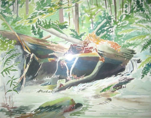 River and bank Watercolor