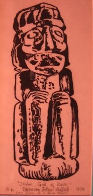 Tlaloc - God of Rain Woodcut 1