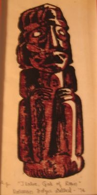 Tlaloc - God of Rain Woodcut 2