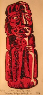 Tlaloc - God of Rain Woodcut 3