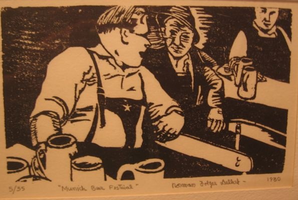 Bartender Woodcut
