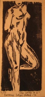 Nude Figure Woodcut